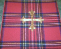 Cross fleury on Scottish Tartan